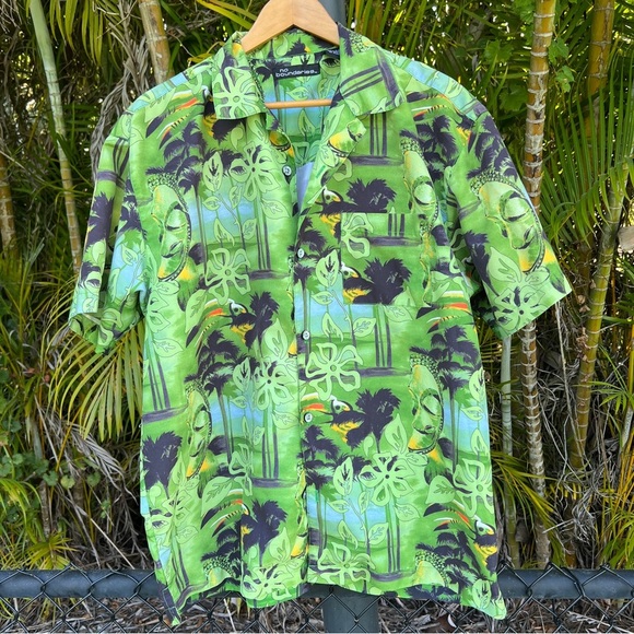 No Boundaries Hawaiian Shirt Button Down Toucan Tropical Mens Large - Picture 9 of 9
